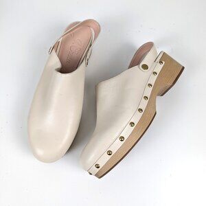 J. Crew | Cream Studded Platform Clogs Slingback Mules Size 12